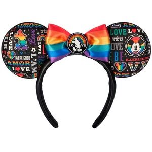 Authentic Unisex Disney Pride LOVE Ears with Removable Bow - NWT